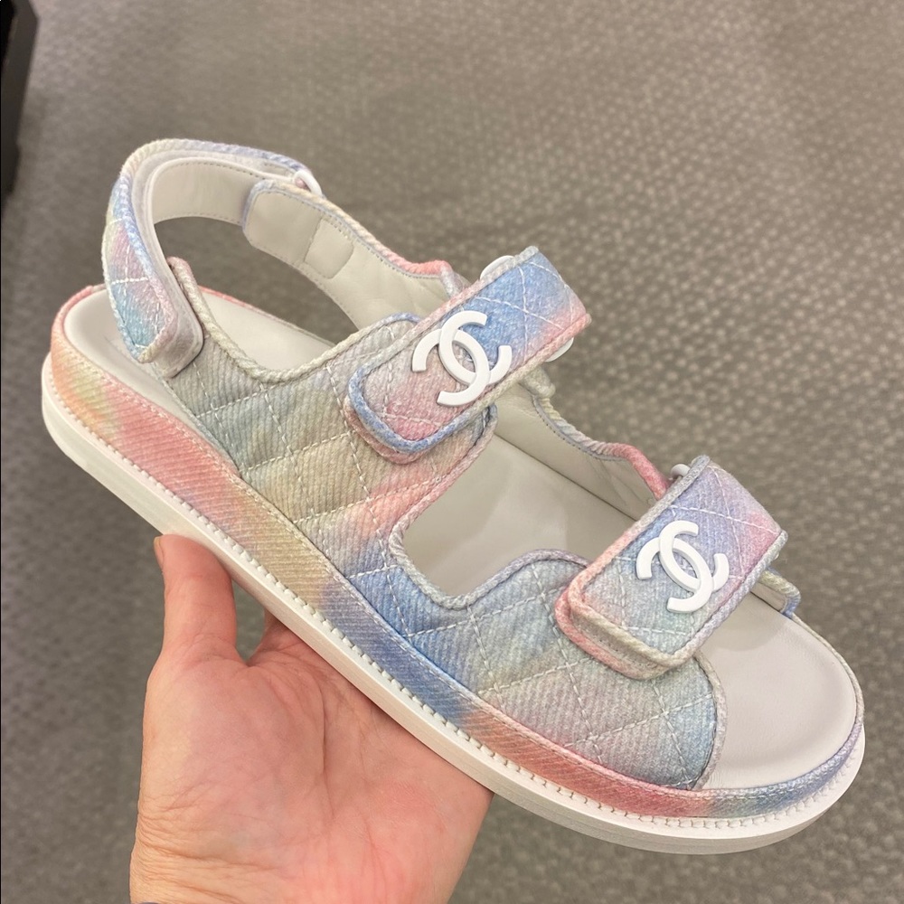 Chanel dad sandal rainbow denim, 39